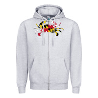 Heather Grey Maryland Crab State Pride Flag Zipper Hoodie - maiPhamDesign
