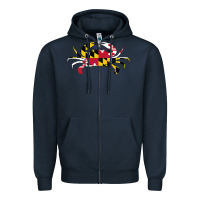 Navy Maryland Crab State Pride Flag Zipper Hoodie - maiPhamDesign