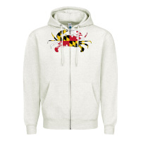 Oatmeal Heather Maryland Crab State Pride Flag Zipper Hoodie - maiPhamDesign