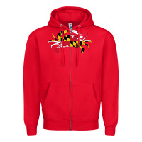 Red Maryland Crab State Pride Flag Zipper Hoodie - maiPhamDesign