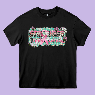 Stronger Than Cancer Cancer Awareness Heavy Core Tee Designed By Cowgirlartshop