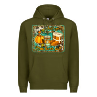 Army Green just a girl who loves fall background Premium Hoodie - Jasminsmagicworld
