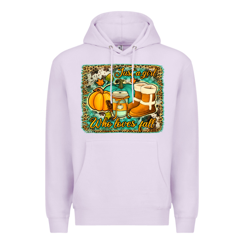 Just A Girl Who Loves Fall Background Premium Hoodie by Jasminsmagicworld | Teevron