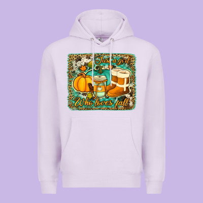Just A Girl Who Loves Fall Background Premium Hoodie Designed By Jasminsmagicworld