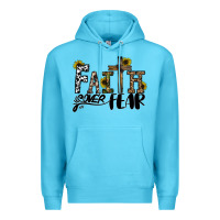 Ocean Blue faith over fear Premium Hoodie - CowhideDigitalArt