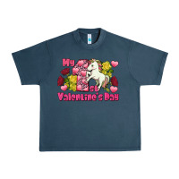 Midnight Navy My first valentine's day unicorn Urban Heavy Tee - FaDigitalArtStudio