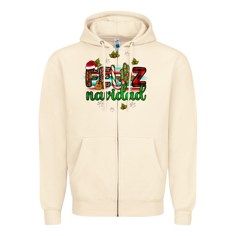 Feliz Navidad Zipper Hoodie by JahusDesignShop | Teevron