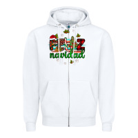 White feliz navidad Zipper Hoodie - JahusDesignShop