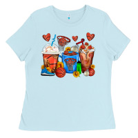 Baby Blue Basketball Coffee Cups Ladies Tee - FaDigitalArtStudio