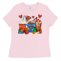 Bubblegum Pink Basketball Coffee Cups Ladies Tee - FaDigitalArtStudio