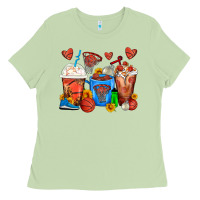 Matcha Basketball Coffee Cups Ladies Tee - FaDigitalArtStudio