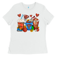White Basketball Coffee Cups Ladies Tee - FaDigitalArtStudio