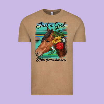 Just A Girl Who Loves Horseshoe Vintage Tee Designed By Ranaportraitstore