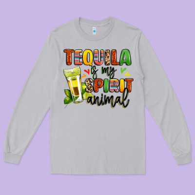 Tequila Is My Spirit Animal Long Sleeve Tee Designed By Lillyallendesigns
