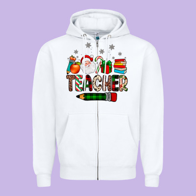 Teacher Christmas Zipper Hoodie Designed By Jahusdesignshop