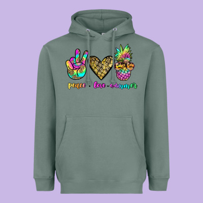 Peace Love Summer Heavyweight Hoodie Designed By Jahusdesignshop