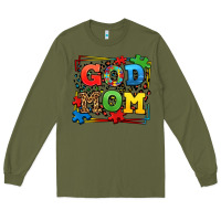 Army Green autism god mom Long Sleeve Tee - LillyAllenDesigns