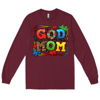 Burgundy autism god mom Long Sleeve Tee - LillyAllenDesigns