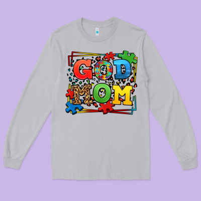 Autism God Mom Long Sleeve Tee Designed By Lillyallendesigns