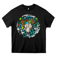 Black Bull Skull Christmas Heavy Core Tee - RanaPortraitStore