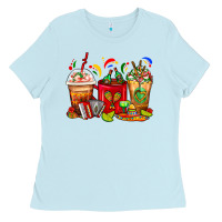 Baby Blue Mexico Coffee Cups Ladies Tee - FaDigitalArtStudio