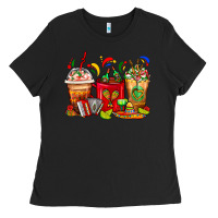 Black Mexico Coffee Cups Ladies Tee - FaDigitalArtStudio