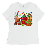 White Mexico Coffee Cups Ladies Tee - FaDigitalArtStudio