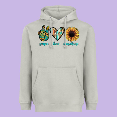 Peace Love Sunshine Heavyweight Hoodie Designed By Jahusdesignshop