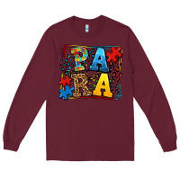 Burgundy autism leopard frame para Long Sleeve Tee - LillyAllenDesigns