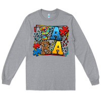 Heather Grey autism leopard frame para Long Sleeve Tee - LillyAllenDesigns