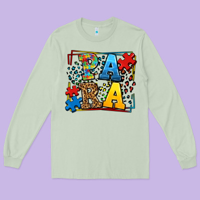 Autism Leopard Frame Para Long Sleeve Tee Designed By Lillyallendesigns