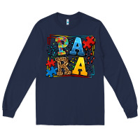 Navy autism leopard frame para Long Sleeve Tee - LillyAllenDesigns