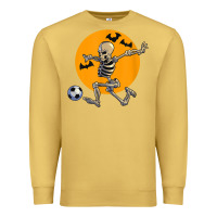 Antique Gold skeleton soccer player funny halloween blood moon Premium Sweatshirt - DesignPulse