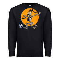 Black skeleton soccer player funny halloween blood moon Premium Sweatshirt - DesignPulse