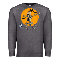 Charcoal Heather skeleton soccer player funny halloween blood moon Premium Sweatshirt - DesignPulse