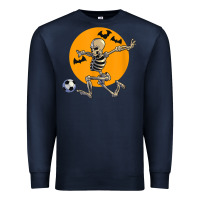 Navy skeleton soccer player funny halloween blood moon Premium Sweatshirt - DesignPulse
