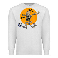Oatmeal Heather skeleton soccer player funny halloween blood moon Premium Sweatshirt - DesignPulse