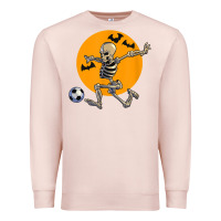 Pale Pink skeleton soccer player funny halloween blood moon Premium Sweatshirt - DesignPulse