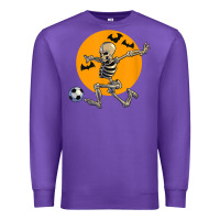 Purple skeleton soccer player funny halloween blood moon Premium Sweatshirt - DesignPulse