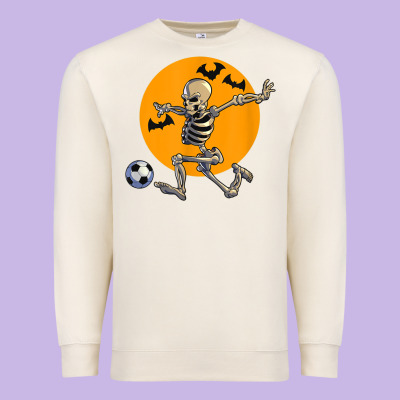 Skeleton Soccer Player Funny Halloween Blood Moon Premium Sweatshirt Designed By Designpulse