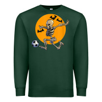 Sports Green skeleton soccer player funny halloween blood moon Premium Sweatshirt - DesignPulse