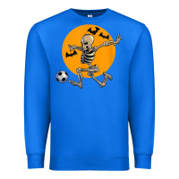 True Royal skeleton soccer player funny halloween blood moon Premium Sweatshirt - DesignPulse