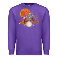 Purple Skeleton Drummer Halloween Costume Playing Drums Mens Boys Premium Sweatshirt - DesignPulse