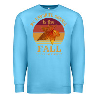 Ocean Blue feminist my favorite season is fall patriarchy retro vintage long slee Premium Sweatshirt - DesignPulse