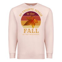 Pale Pink feminist my favorite season is fall patriarchy retro vintage long slee Premium Sweatshirt - DesignPulse