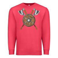 Cardinal renaissance fair faire festival medieval theme axe shield Premium Sweatshirt - DesignPulse
