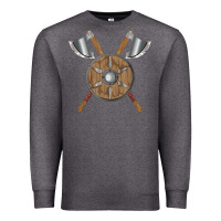 Charcoal Heather renaissance fair faire festival medieval theme axe shield Premium Sweatshirt - DesignPulse