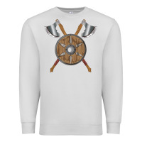 Dove Grey renaissance fair faire festival medieval theme axe shield Premium Sweatshirt - DesignPulse