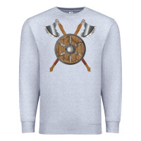 Heather Grey renaissance fair faire festival medieval theme axe shield Premium Sweatshirt - DesignPulse