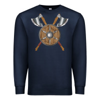 Navy renaissance fair faire festival medieval theme axe shield Premium Sweatshirt - DesignPulse